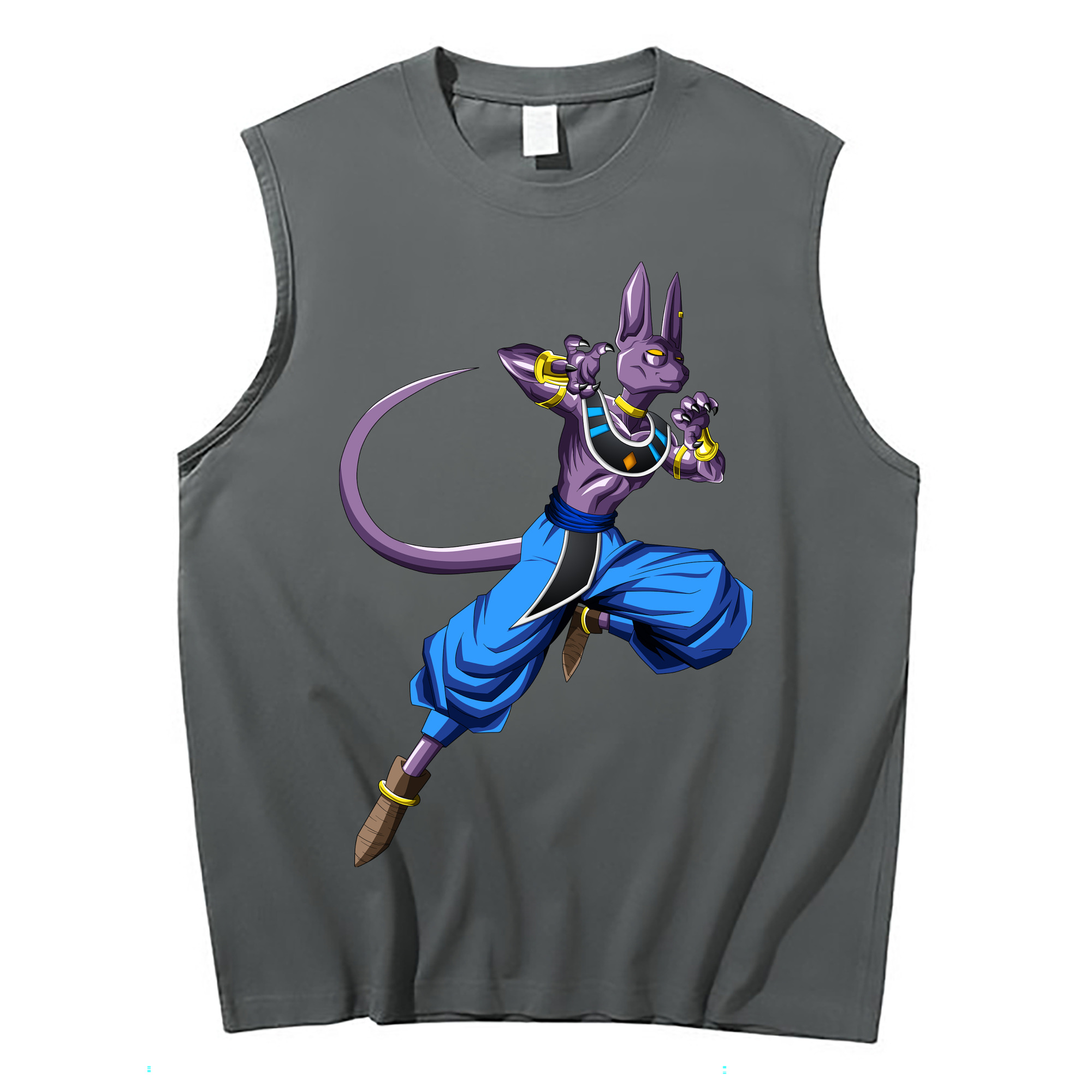 （画像用） ドラゴンボール ビルス 破壊神ビルス DRAGON BALL Beerus Birusu コットン100％タンクトップ（フロントプリント）